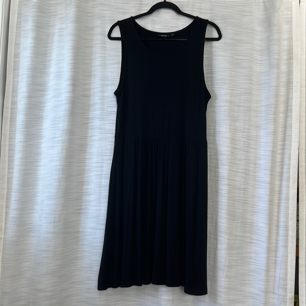 Apt. 9-Black-XL-Tank Top Midi Jersey Knit Dress with Pockets-Very Versatile